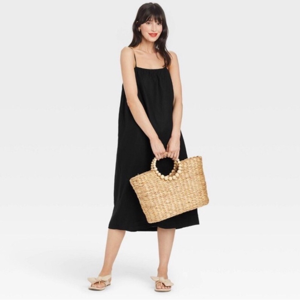 A New Day Black Linen Mid Dress NWT